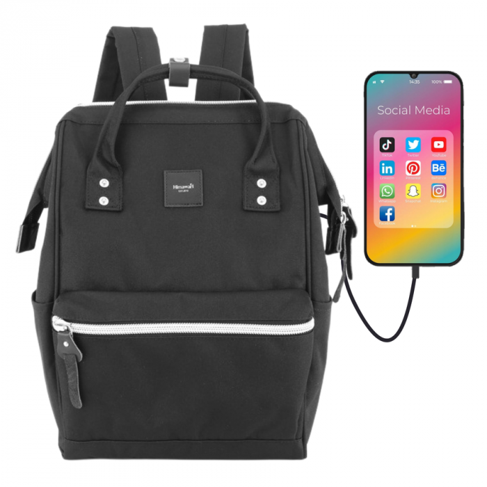 Rucsac negru, practic și spațios pentru laptop, cu port USB - Himawari PTR-1881-05(1) [1]