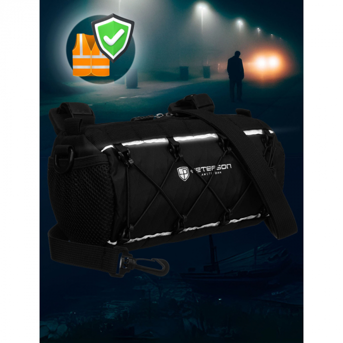 Geantă neagră de bicicletă pentru ghidon, fabricată din materiale impermeabile - Peterson PTR-PTN ML09-NYL-7417 BL [5]