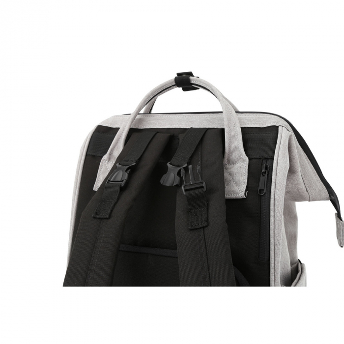 Rucsac gri, spațios pentru femei, din poliester, cu închidere cu fermoar - Himawari PTR-1208-04 [9]