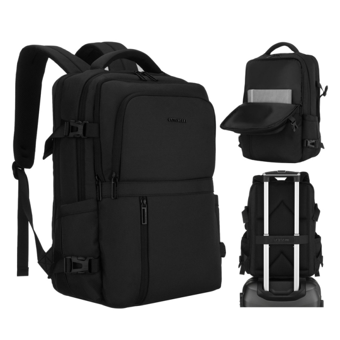 Rucsac de călătorie negru din poliester cu spațiu pentru laptop - Peterson PTR-PTN HY241-6867 BLACK [2]