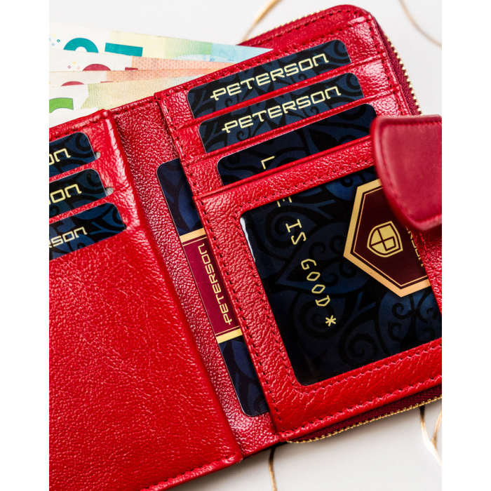 Portofel din piele pentru femei Peterson PTR-PTN PS115-HNL RED [8]