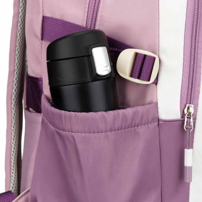 Ghiozdan școlar din poliester, alb și violet, cu bretele reglabile - Peterson PTR-PTN 8603-1303 PURPLE [18]