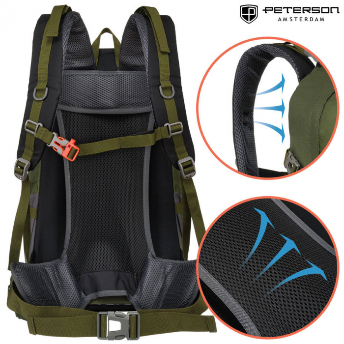Rucsac de drumeție sport verde aventură cu fluier de salvare - Peterson PTR-PTN JPS-01-8474 GREE [9]