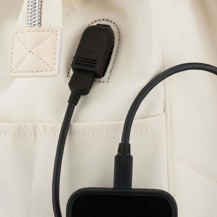 Rucsac ecru pentru femei din poliester cu compartiment pentru laptop și port USB - Peterson PTR-PTN BETA ECRU [13]