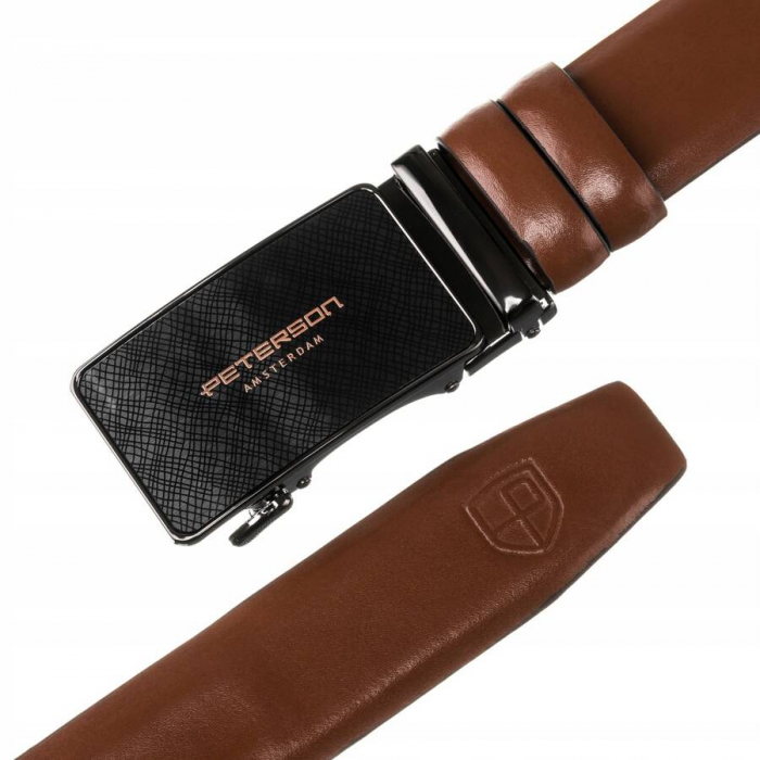 Curea bărbătească din piele naturala cu cataramă automată - Peterson PTR-PTN A001-85 BRO [3]