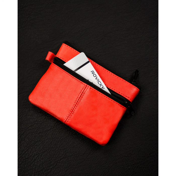 Husa din piele naturala de culoare portocalie cu buzunare cu fermoar PTR-KC-01-PDM ORANGE [4]