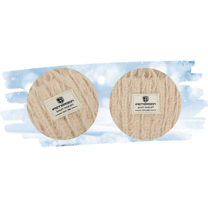 Căciulă beanie bej pentru femei, confecționată din nailon, acoperită cu o textură care imită blana - Peterson PTR-PTN HAT-11-5554 KHAK [10]