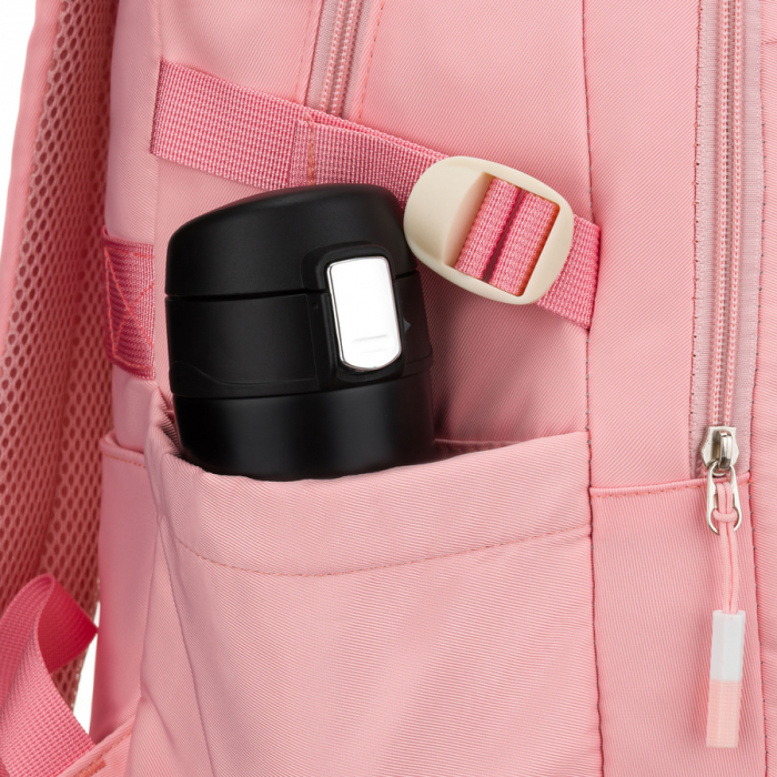 Rucsac școlar elegant din poliester roz cu bretele reglabile - Peterson PTR-PTN 8594-1396 PINK [20]