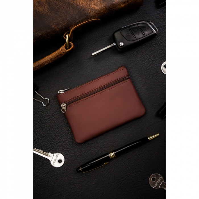 Husa maro pentru chei din piele naturala cu fermoar PTR-34802-ACL-1107 BROWN [2]