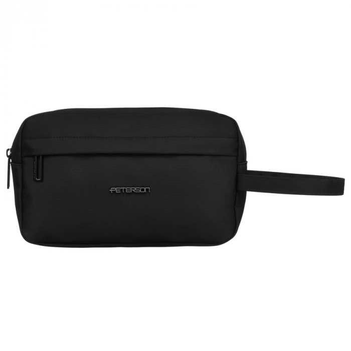 Geantă pentru cosmetice de călătorie din poliester neagră pentru bărbați cu închidere cu fermoar - Peterson PTR-PTN KOS-YG-02 BLACK [3]