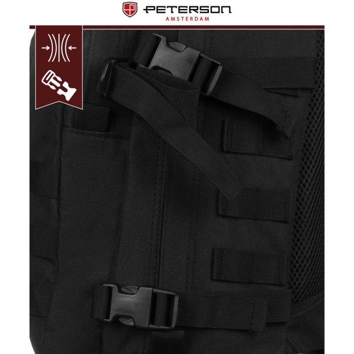 Rucsac militar negru cu bretele reglabile, trei compartimente - Peterson PTR-PTN BL003-8069 BLACK [6]