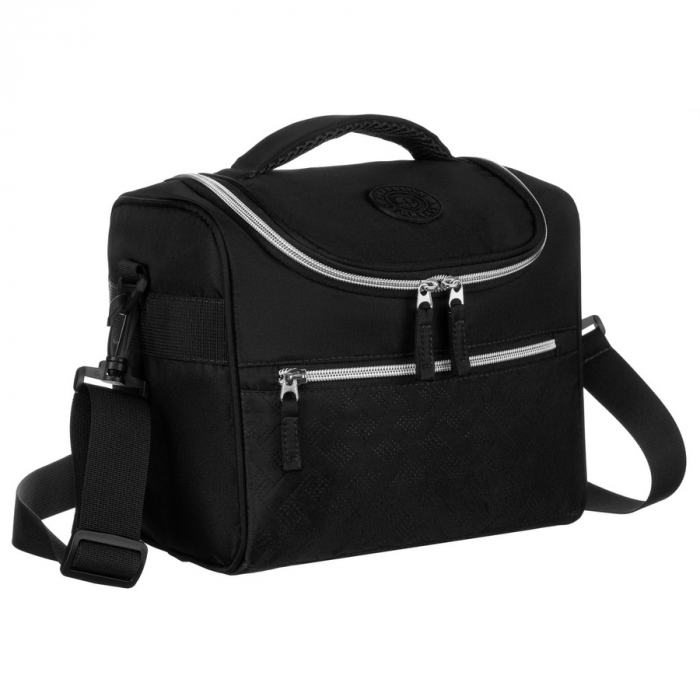Geantă de călătorie neagră, practică, din material sintetic, cu curea asortată - Peterson PTR-PTN 24463-3940 BLACK [1]