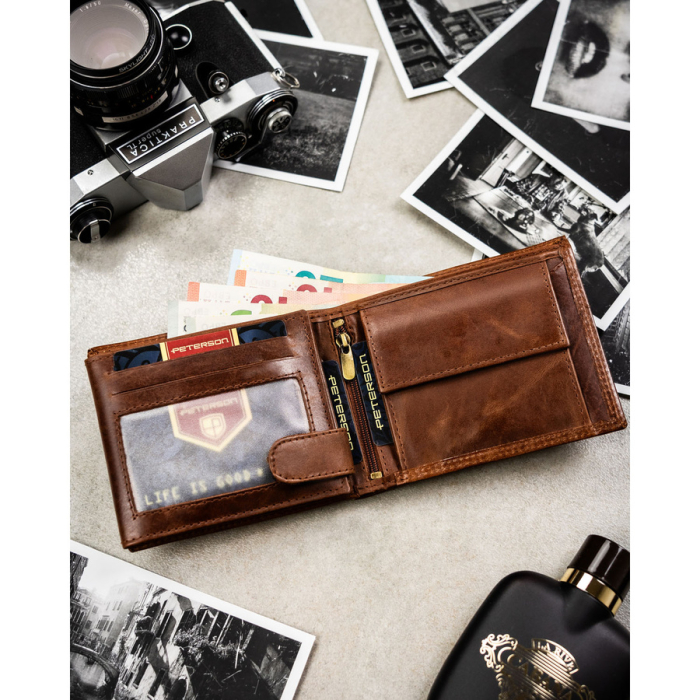 Portofel mare bărbătesc din piele, maro, cu sistem RFID - Peterson PTR-PTN N992-LWC-0734 CO [6]
