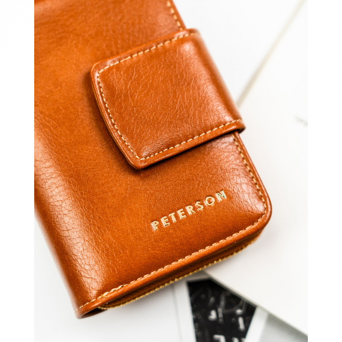 Portofel elegant de damă, maro, din piele ecologică, cu sistem RFID - Peterson PTR-PTN 009-HF-1527 CAME [4]