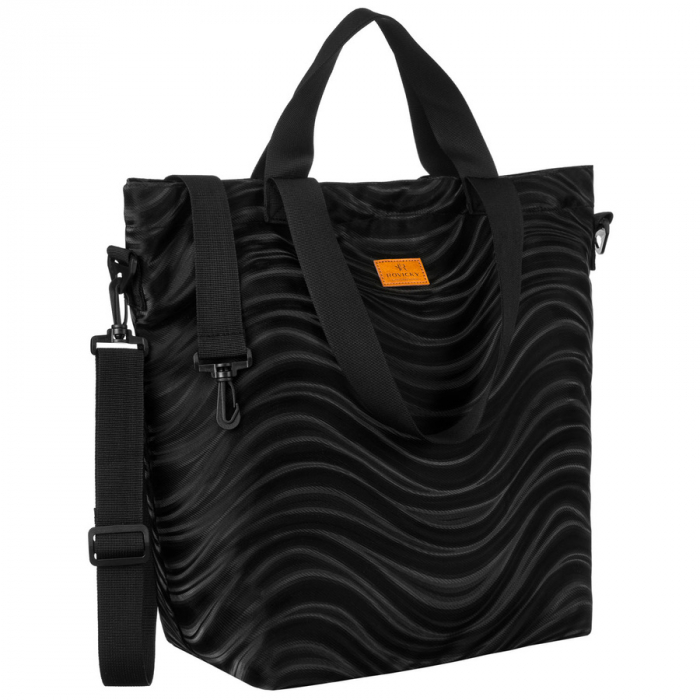 Geantă de damă din poliester negru cu model ondulat - Rovicky PTR-R-TZ15605-2462 BLACK [1]