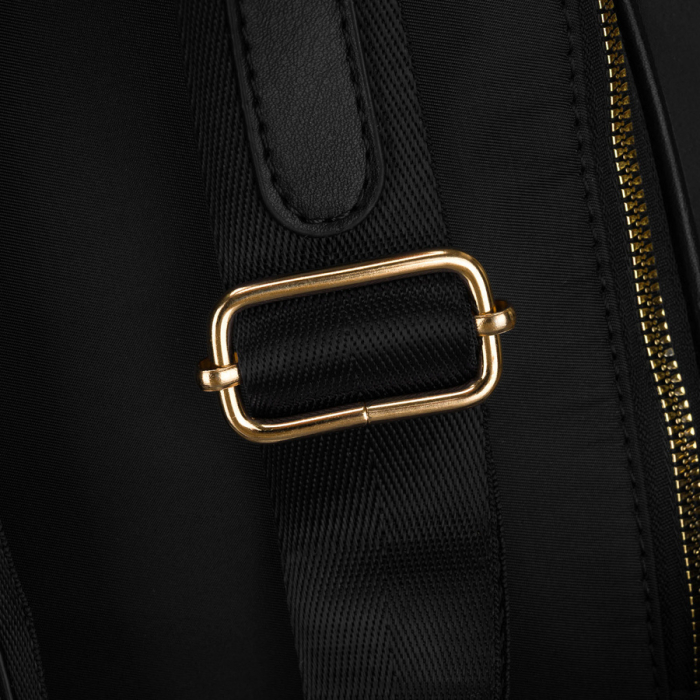Rucsac negru de damă din nailon și piele ecologică cu bretele reglabile - Peterson PTR-PTN JN-12-0191 BLACK [19]