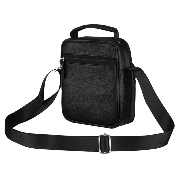Geantă de umăr bărbătească neagră din piele naturală, cu un singur compartiment - Rovicky R-ST7-03-7595-BLACK [3]