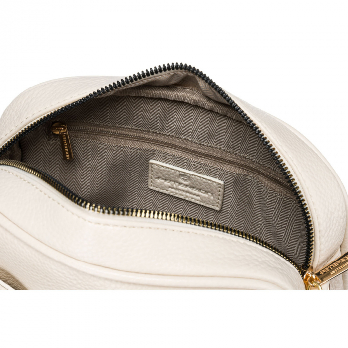 Geantă elegantă de damă bej cu accesorii aurii, două curea de umăr, piele ecologică Peterson PTR-PTN STY-2-F19 L.BEIG [6]