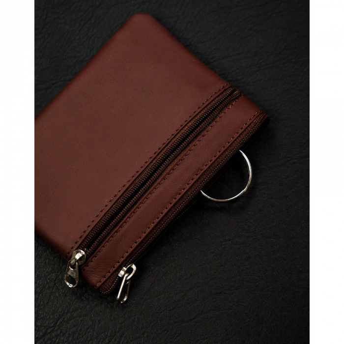Husa maro pentru chei din piele naturala cu fermoar PTR-34802-ACL-1107 BROWN [4]
