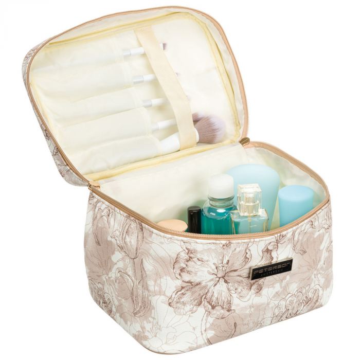 Geantă cosmetică bej pentru femei cu organizator de pensule - Peterson PTR-PTN KOS-J03-0086 L03 [7]