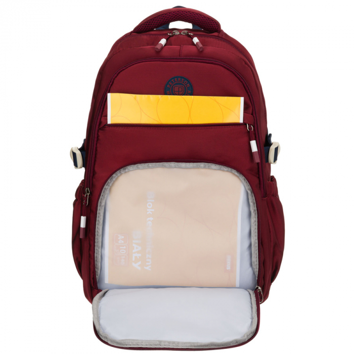 Rucsac școlar din poliester bordo cu , curele laterale - Peterson PTR-PTN 8594-1402 BORDO [8]