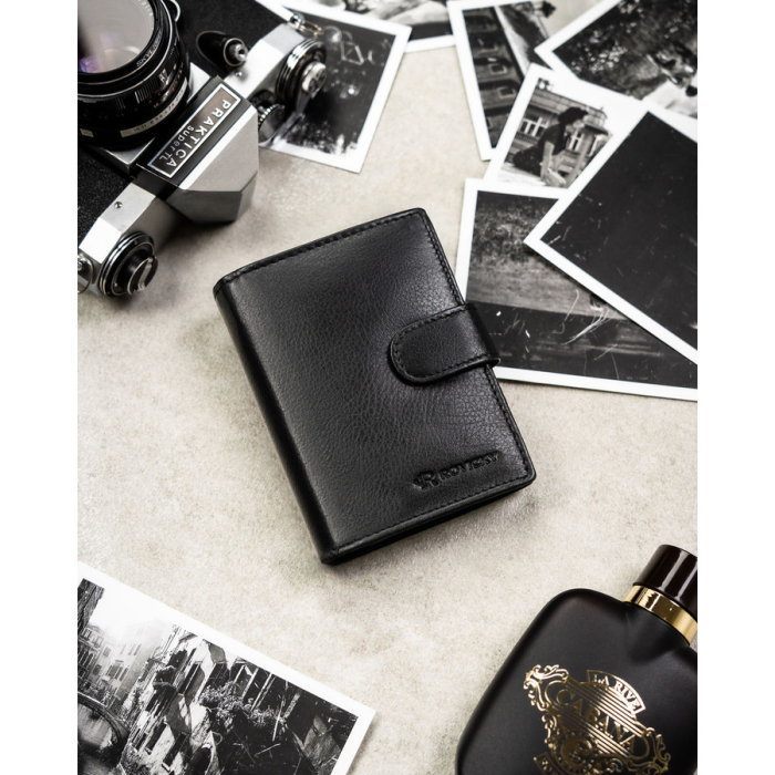 Portofel negru bărbătesc din piele naturală, cu spațiu pentru certificatul de înmatriculare al vehiculului și echipat cu sistem RFID - Rovicky PTR-0800L-RVD-0260 BLACK [3]