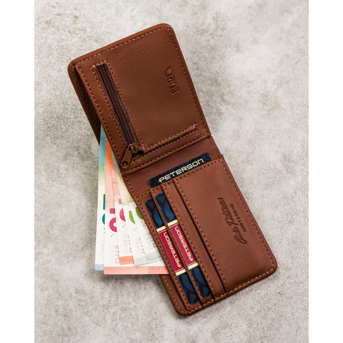 Portofel din piele pentru barbati Peterson PTR-PTN EH-03Z D.BROWN [7]
