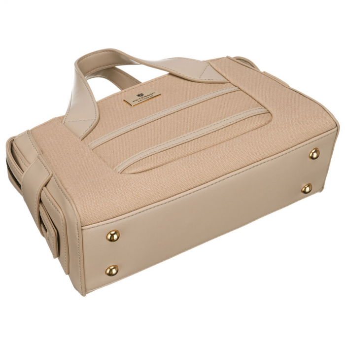 Geantă elegantă de damă, bej, din material sintetic, închisă cu fermoar - Peterson PTR-PTN FORSYCJA BEIGE [8]