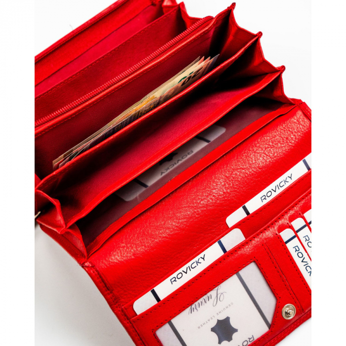 Portofel dama din piele naturala Rovicky PTR-R-D1521-NCD-BL RED [9]