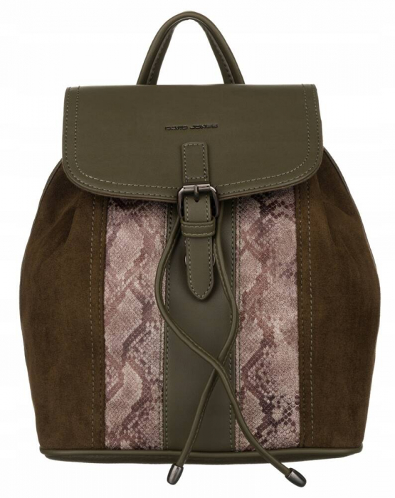 Rucsac de damă din piele ecologică cu clapă - David Jones PTR-6885-2 KHAKI [2]