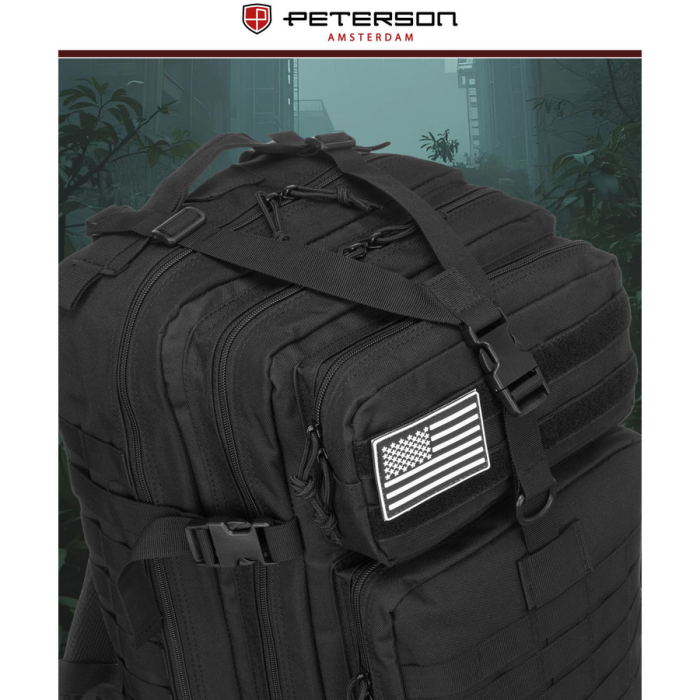 Rucsac militar tactic mare, fabricat din nailon negru - Peterson PTR-PTN BL096-8090 BLACK [15]