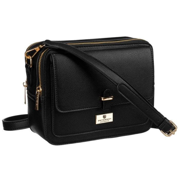 Geantă de damă neagră, urbană, din piele ecologică - Peterson PTR-PTN TOR-ALE-21 BLACK [2]