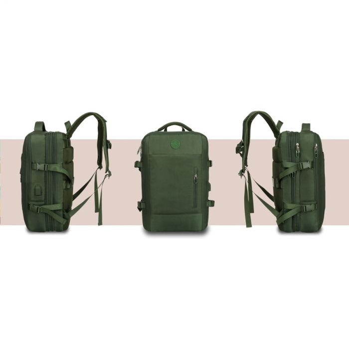 Rucsac de călătorie verde cu spațiu pentru laptop și port USB - Peterson PTR-PTN 24421-5111 GREEN [7]
