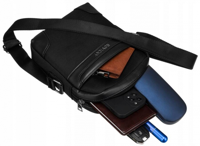 Geantă neagră pentru bărbați din poliester - Rovicky PTR-R-1501-6779 BL [7]
