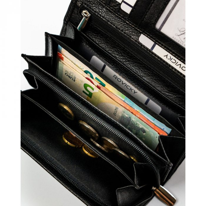 Portofel dama din piele naturala Rovicky R-D1520-NCD-BL BLACK [11]