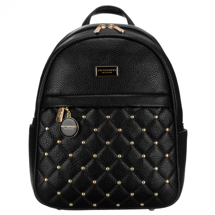 Rucsac mic, matlasat și la modă, de culoare neagră, pentru femei, confecționat din piele ecologică de la Peterson PTR-PTN SPY-1-F19 BLACK [3]
