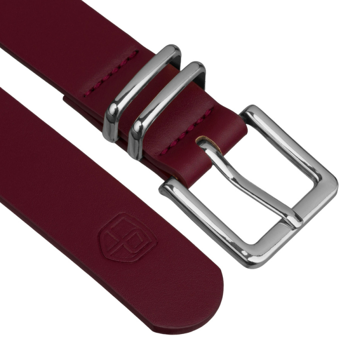 Curea de damă din piele ecologică bordo cu cataramă argintie - Peterson PTN STU-18S1 [4]