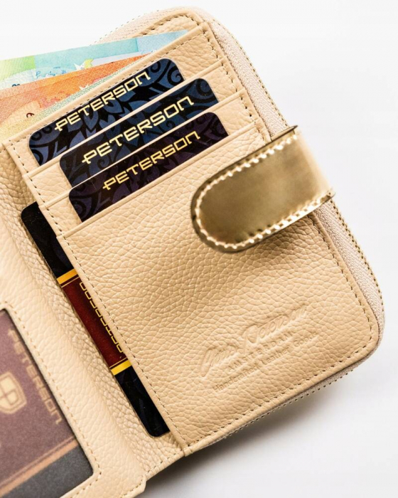 Portofel dama din piele naturala Peterson PTR-PTN 1N-602-6877 GOLD [8]
