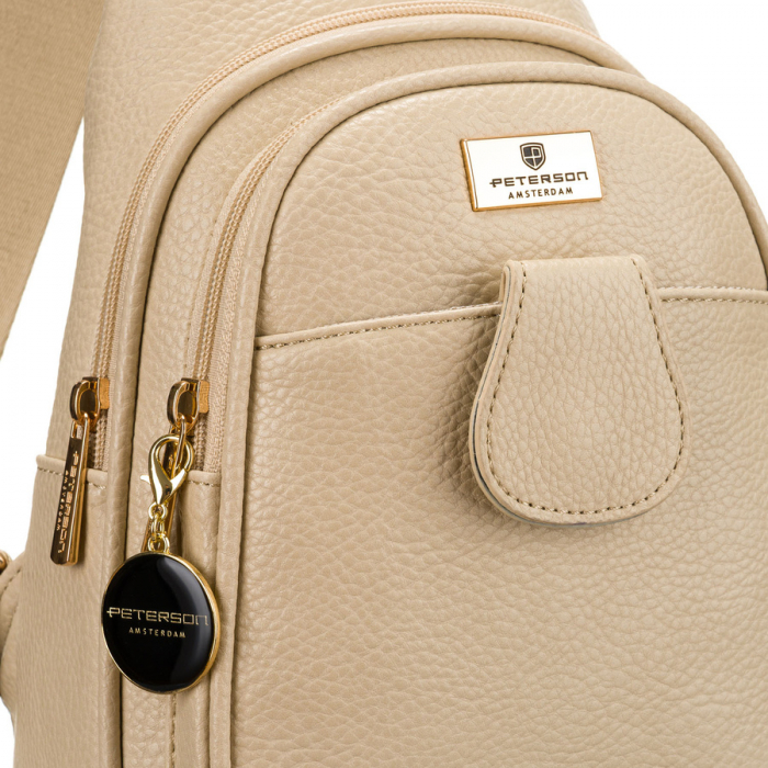 Geantă crossbody bej pentru femei, la modă și funcțională, confecționată din piele ecologică Peterson PTR-PTN SSY-1-F19 D.BEIG [3]
