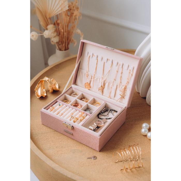 Cutie de bijuterii roz cu cheie și închidere cu zăvor - Peterson PTR-PTN SZK-11-5950 ROSE [5]