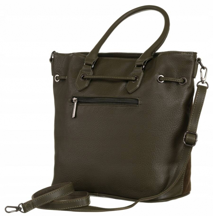 Geanta de dama din piele ecologica cu motiv piele de sarpe - David Jones PTR-6885-5 KHAKI [3]