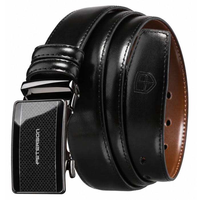 Set cadou: Portofel orizontal din piele neagră și curea reversibilă cu catarame interschimbabile - Peterson - Lorenzo – Heritage Leather [10]