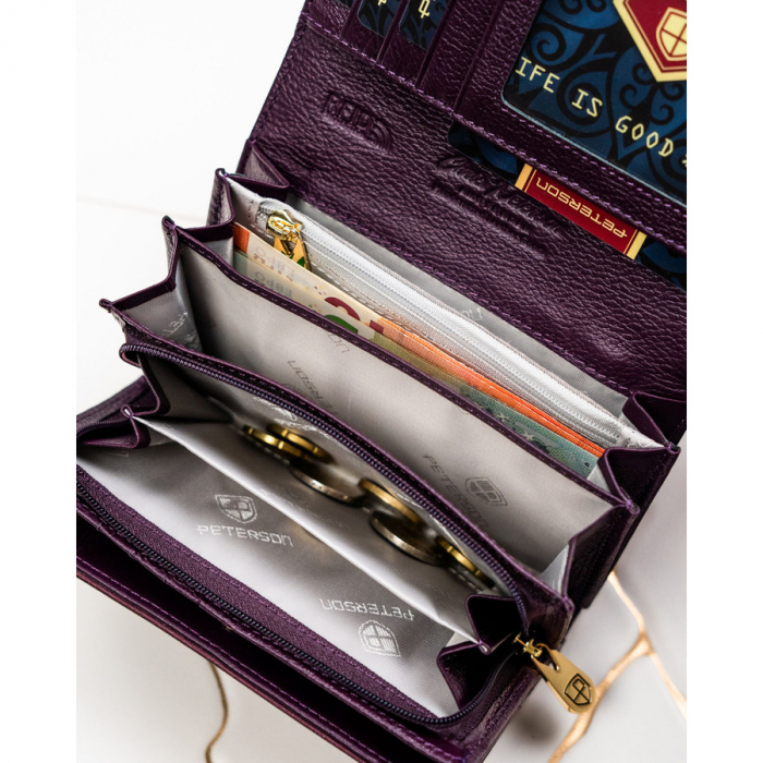 Portofel din piele pentru femei Peterson PTR-PTN PS112-HNL PURPLE [10]