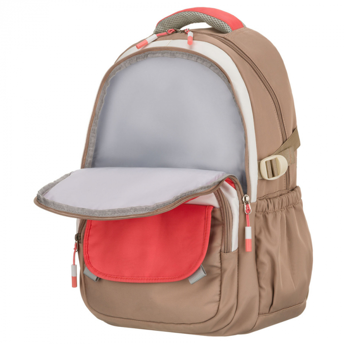 Rucsac școlar pentru copii din poliester bej și roz cu compartiment pentru laptop - Peterson PTR-PTN 8592-1372 BEIGE [8]