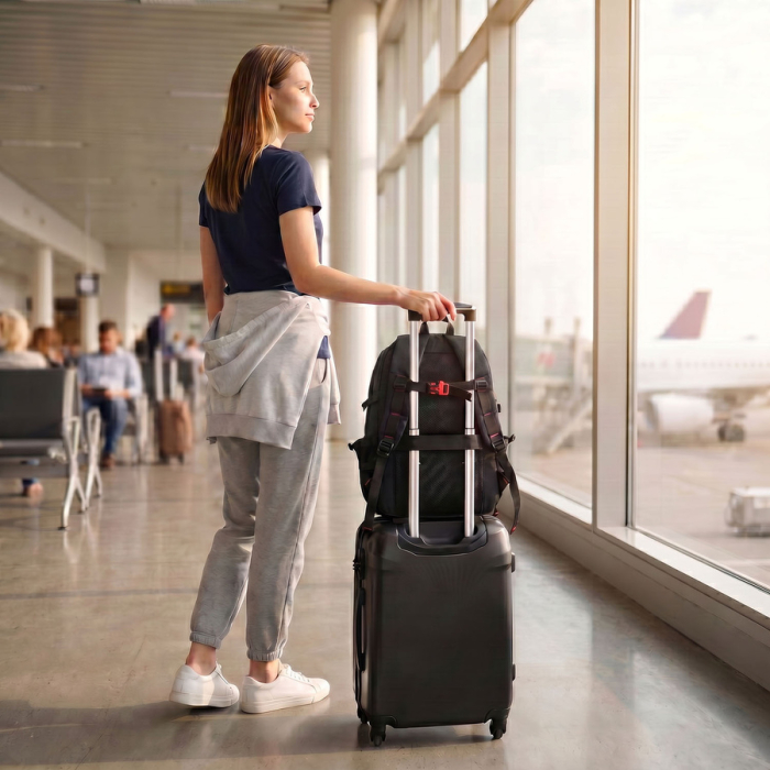 Rucsac mare, cu două compartimente, din poliester negru, pentru turiști - Peterson [15]