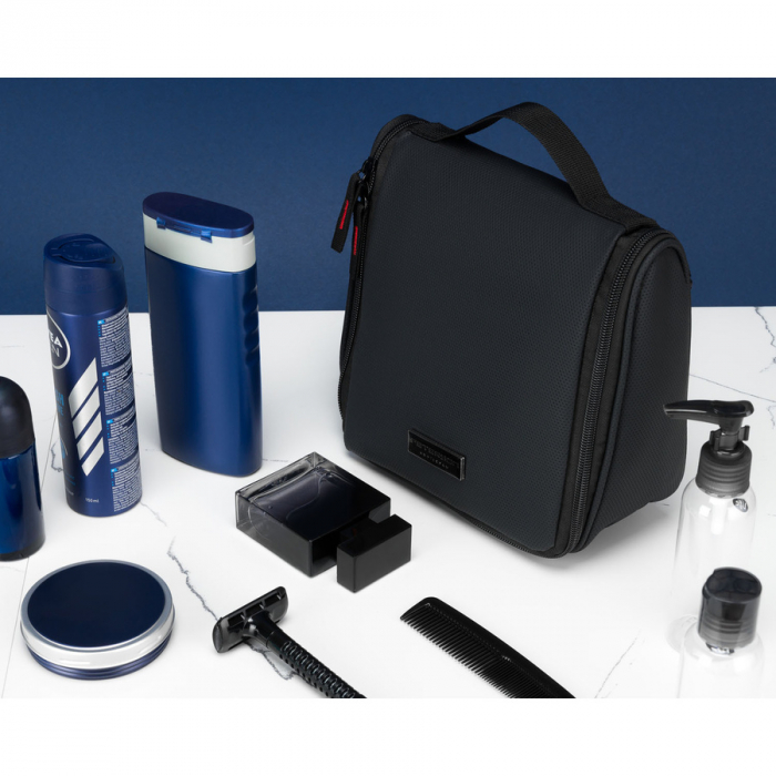Geantă sintetică neagră pentru cosmetice de călătorie cu maner și închidere cu fermoar - Peterson PTR-PTN KOS-H-01-6813 BL [5]