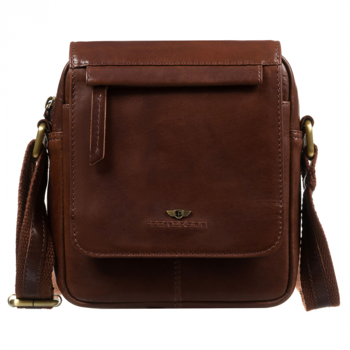 Geantă de umăr bărbătească din piele naturala maro - Peterson PTR-PTN 512-TUM-0543 BRO [2]