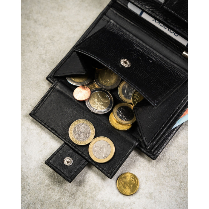 Portofel bărbătesc mare, din piele naturală neagră, cu spațiu pentru certificat de înregistrare și închidere cu capsă - Rovicky PTR-0104L-RVD-0208 BLACK [9]