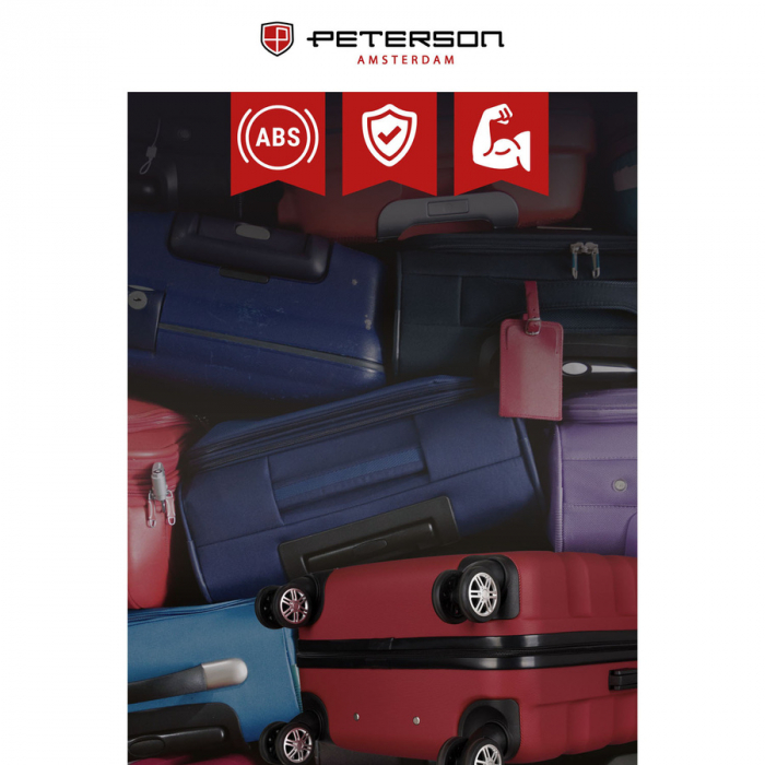 Valiză mică de cabină cu roți detașabile, culoare vișinie - Peterson PTR-PTN 5806-W-XS-4473 P [7]
