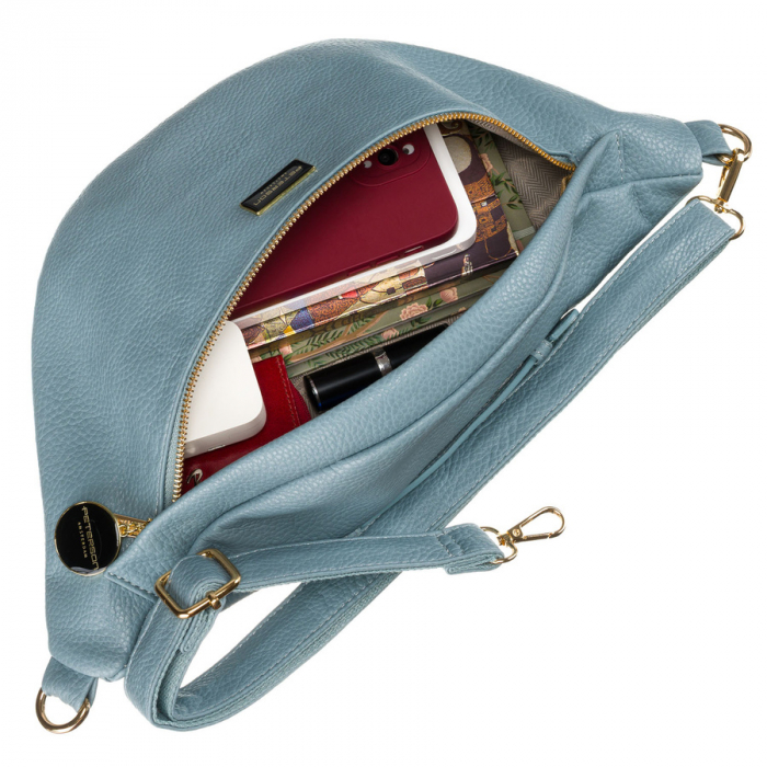 Geantă sport la modă albastră pentru femei, tip borseta, de umăr sau crossbody, confecționată din piele ecologică Peterson PTR-PTN SSY-2-F19 BLUE [9]